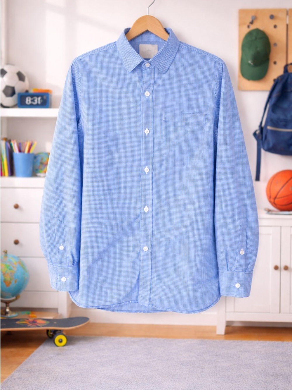 Boden Boy’s 11-12Y Blue Gingham Button Down Shirt 100% cotton